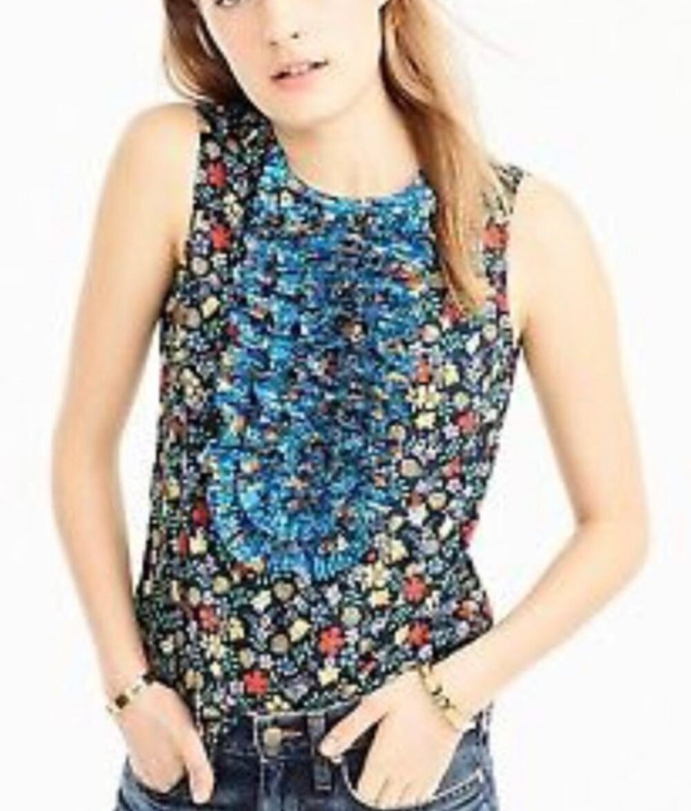 J. Crew Sleeveless Ruffle Top in Liberty Edenham Floral Size 2